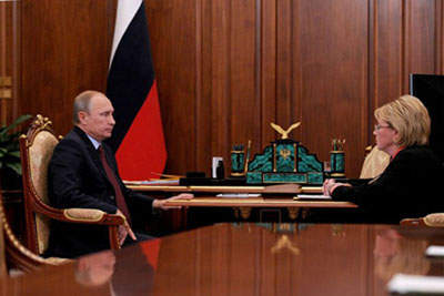 Глава государства Владимир Путин провел рабочую встречу с Министром здравоохранения РФ Вероникой Скворцовой
